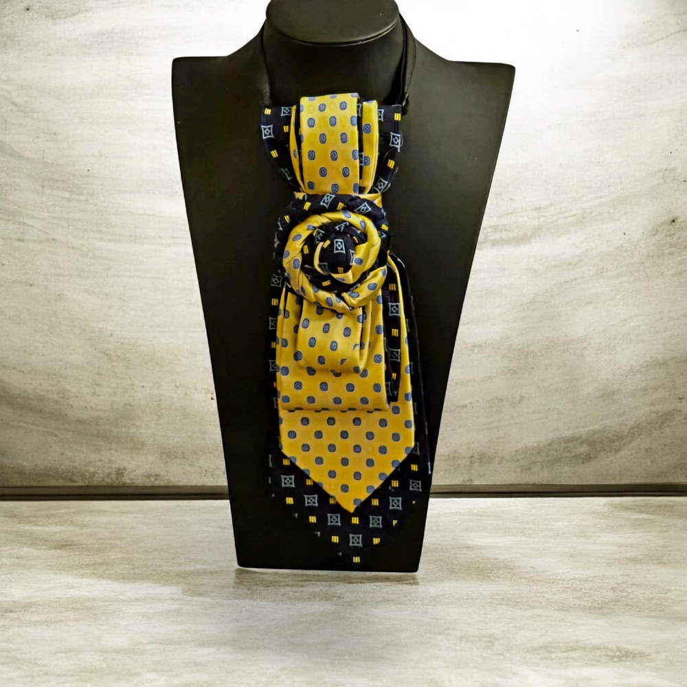 Yellow and Blue Polka Dot Women's Scarf